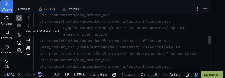 CLion CMake Tab